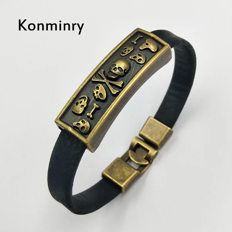 Konminry мужские и женские кожаные браслеты ручной работы подвески с изображением