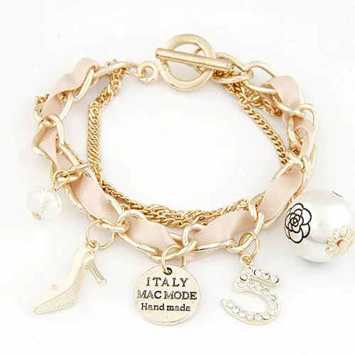 Женский браслет с искусственным жемчугом RAVIMOUR на цепочке подвесками 2017|charm