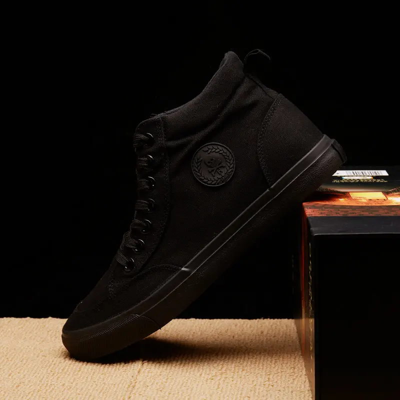 High Top Brand Luxury Men Casual Sneakers Spring and Autumn Pu Leather Male Canvas Shoes Solid Lace Up Flats |