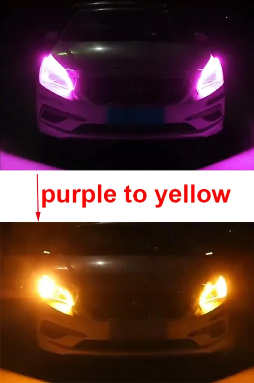 purple to yellow YHKOMS 1 шт. автомобильные лампы для автомобилей DRL светодиодный дневные ходовые огни указатель поворота желтая направляющая полоса для фар в сборе DRL лампа - Цвет: purple to yellow
