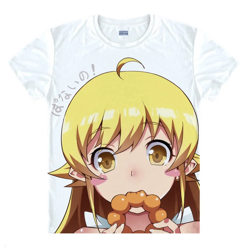 Рубашка Coolprint с аниме футболки Bakemonogatari Nisemonogatari короткие рубашки Hitagi senjyogaхара Mayoi