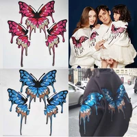 1 pc pinkblue patch embroidery patch appliques embroidered patch for clothing butterfly patches zc02