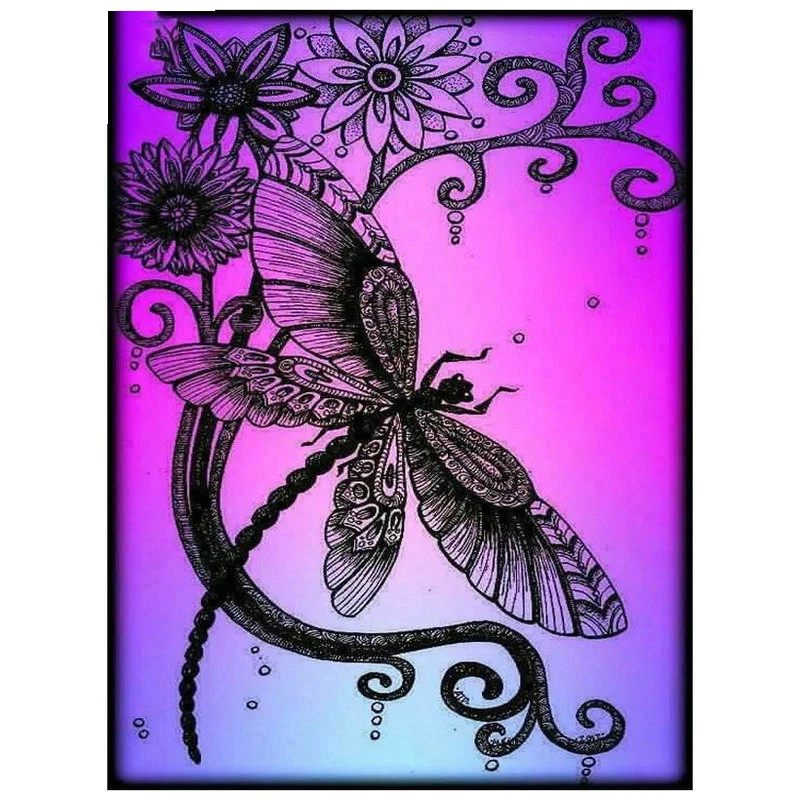 

Full square drill 5d diamond painting dragonfly flower purple scenery diamond mosaic 3d full diamond embroidery crafts WG700