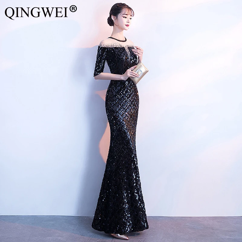 QINGWEI женские 2019 новые стильные банкетные элегантные длинные пикантные Летние