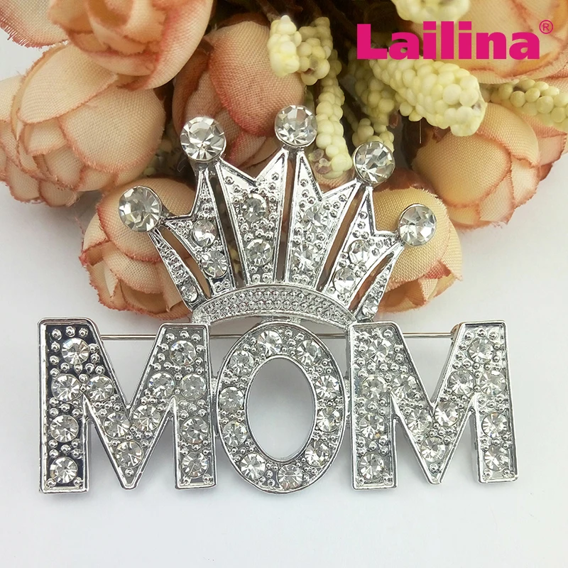 Элегантная Брошь для мамы на День Матери венцом стразы серебро цвет слово мама