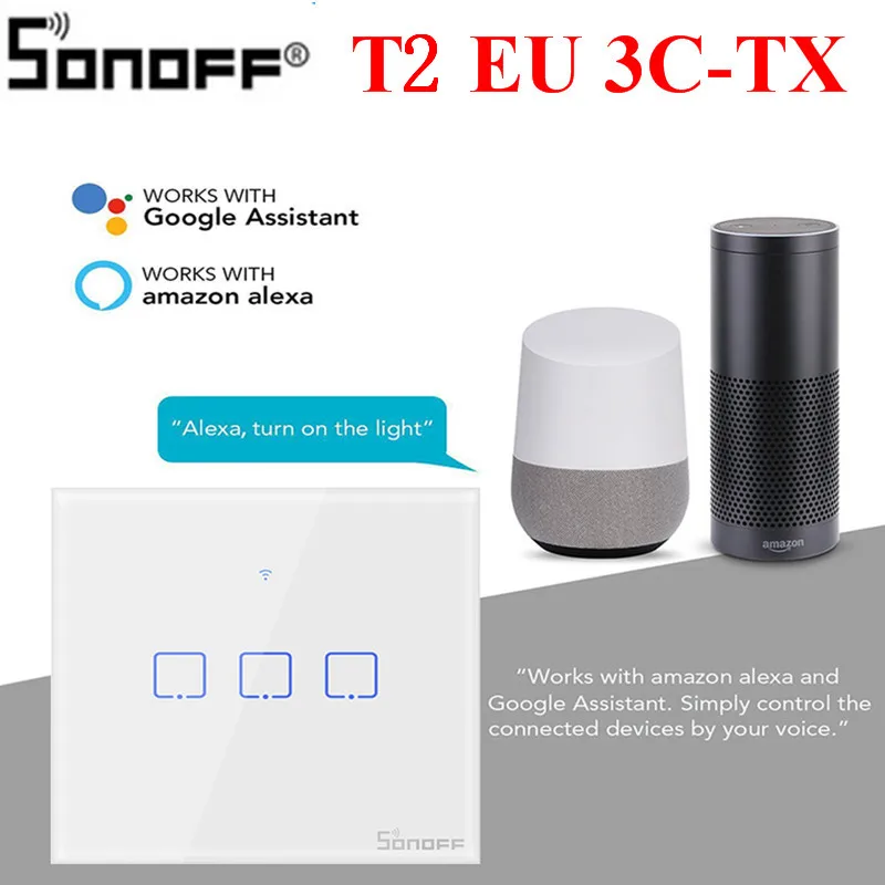 Умный сенсорный настенный выключатель SONOFF T2EU США/Великобритания TX Wi Fi с границей