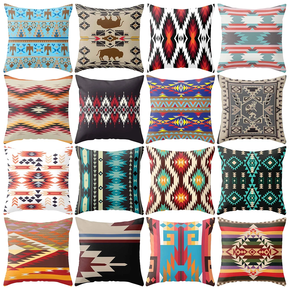 

Cushion Cover Navajo Triangle Geometric Retro Pillow Case Printing Square Pillowcase