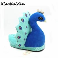 unisex 3d animal style slippers 2019 winter warm short plush indoor floor home slipper cute beautiful peacock slippers xkx128