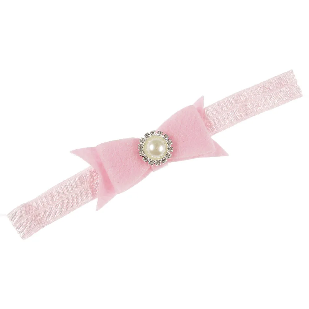 Yundfly Newborn Felt Bow Elastic Headband With Pearl Rhinestone Center Hair Bands Birthday Gift Baby Photo Props | Мать и ребенок
