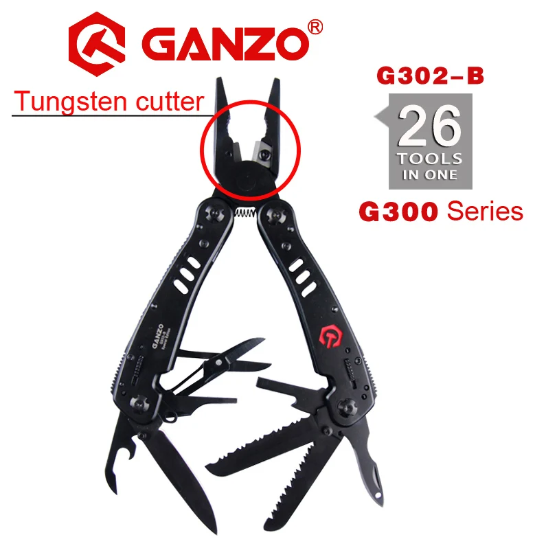 Нож многофункциональный Ganzo G302B, плоскогубцы, для повседневного использования, инструменты Ganzo, складные плоскогубцы, многофункциональные плоскогубцы для рыбалки, 26 в 1, многофункциональный вольфрамовый резак