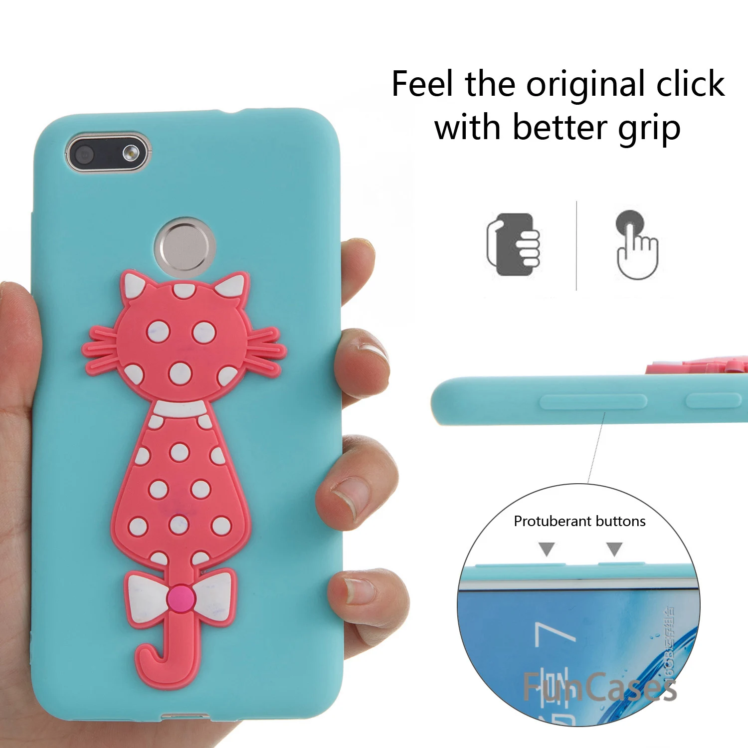 С милым рисунком кота чехол СПС Estuche huawei Enjoy 7 Мягкая силиконовая задняя крышка для