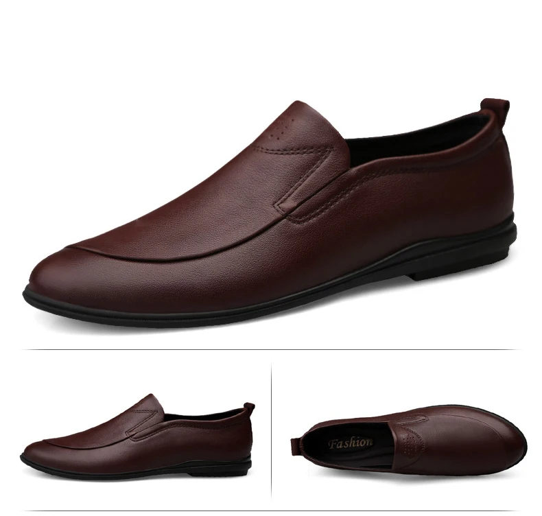 Genuine Leather Men Casual Shoes Luxury Brand Italian real leather Mens Loafers Breathable Driving Shoes Slip On Comfy Moccasins