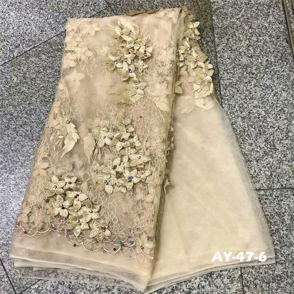 Tissu dentelle сетки французский чистая кружевной ткани с разноцветными бусинами d