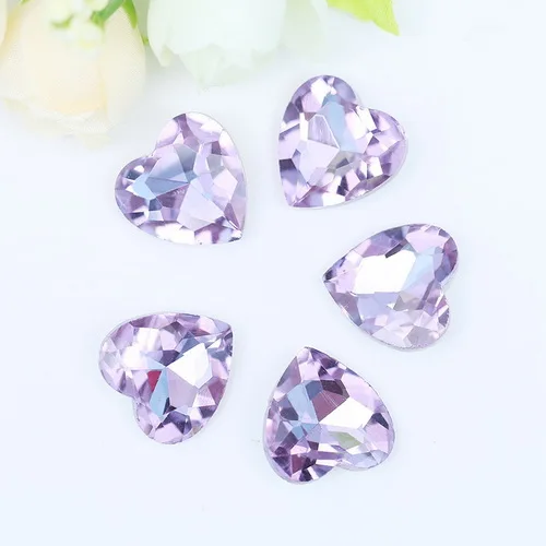 light purple Разноцветные стеклянные стразы в форме сердца для одежды, аксессуары для телефонов 8 мм 10 мм 12 мм 14 мм 18 мм 27 мм - Цвет: light purple