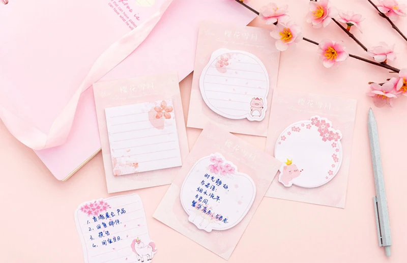 1 шт. Kawaii Cherry Blossom блокнот креативный студенческий планировщик сообщений Стикеры для заметок школьные канцелярские принадлежности для детей Подарки