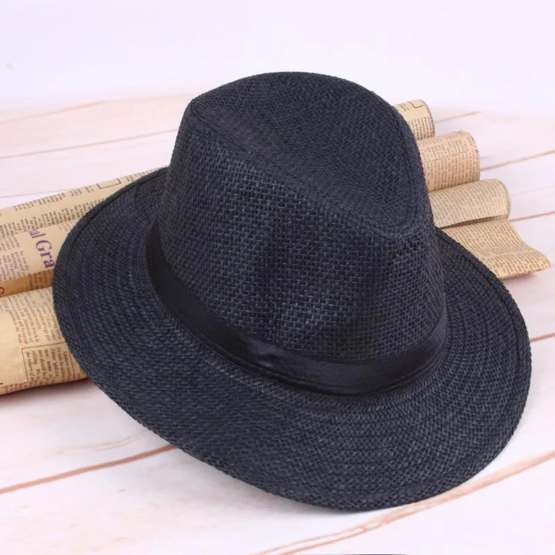 

Men Straw Panama Hat Handmade Cowboy Cap Summer Beach Travel Sunhat NYZ Shop