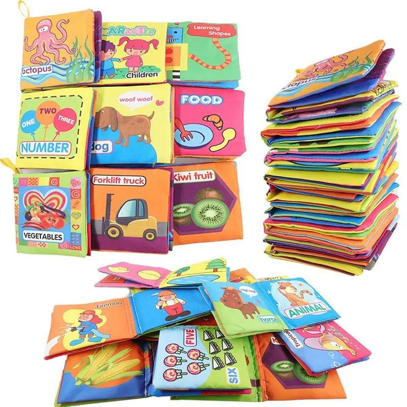 9-Pack ткань детская книга Нетоксичная раннее образование игрушки активность