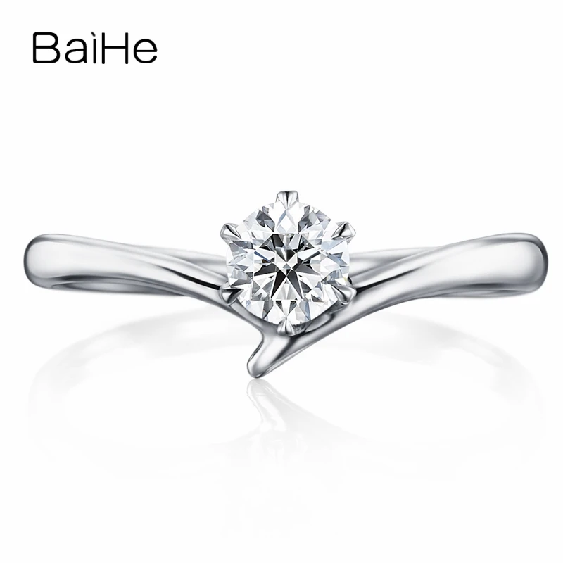 

BAIHE Solid 10K White Gold 0.25ct Moissanite Ring Engagement Gift Wedding Band Trendy Fine Jewelry Making Förlovningsring