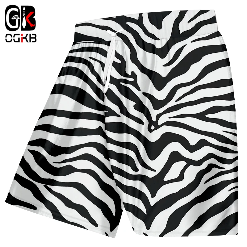 

OGKB Summer Print Animal Leopard Casual Shorts Mens Full Printing Zebra Stripe 3D Beach Board Shorts Male Hiphop Shorts Trousers