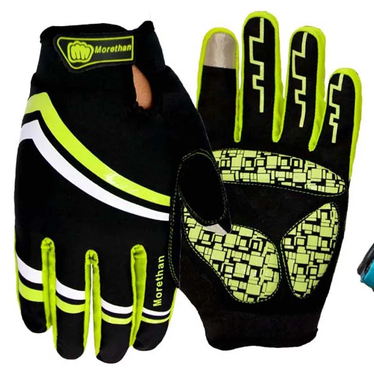 Fluorescent Yellow Morethan брендовый зимний Ударопрочный силиконовый гель перчатки для велоспорта полный палец - Цвет: Fluorescent Yellow