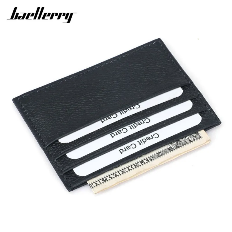 Baellerry Rfid 100% Корова Натуральная кожа черный маленький кошелек для карт мужской