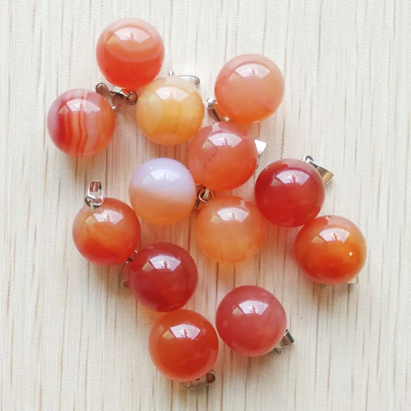

2017 fashion high quality Natural red onyx stone ball shape charms pendants for jewelry making 12pcs/lot wholesale free shipping