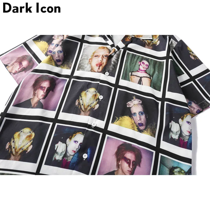 Dark Icon 3D Printing Vintage Shirts Men Summer Short Sleeve Men's Shirt Street Shirts for Men 2019