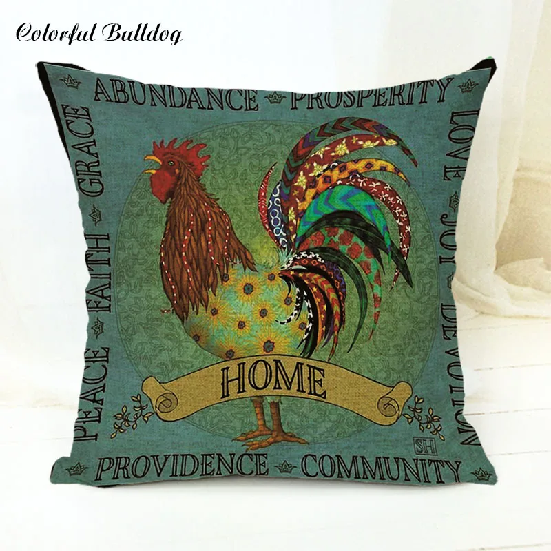Ретро петух обычный Американский сельской местности накидки на подушки