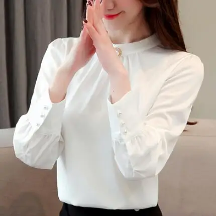 Blusas mujer de moda 2019 женские рубашки с длинными рукавами топы и блузки шифоновая блузка
