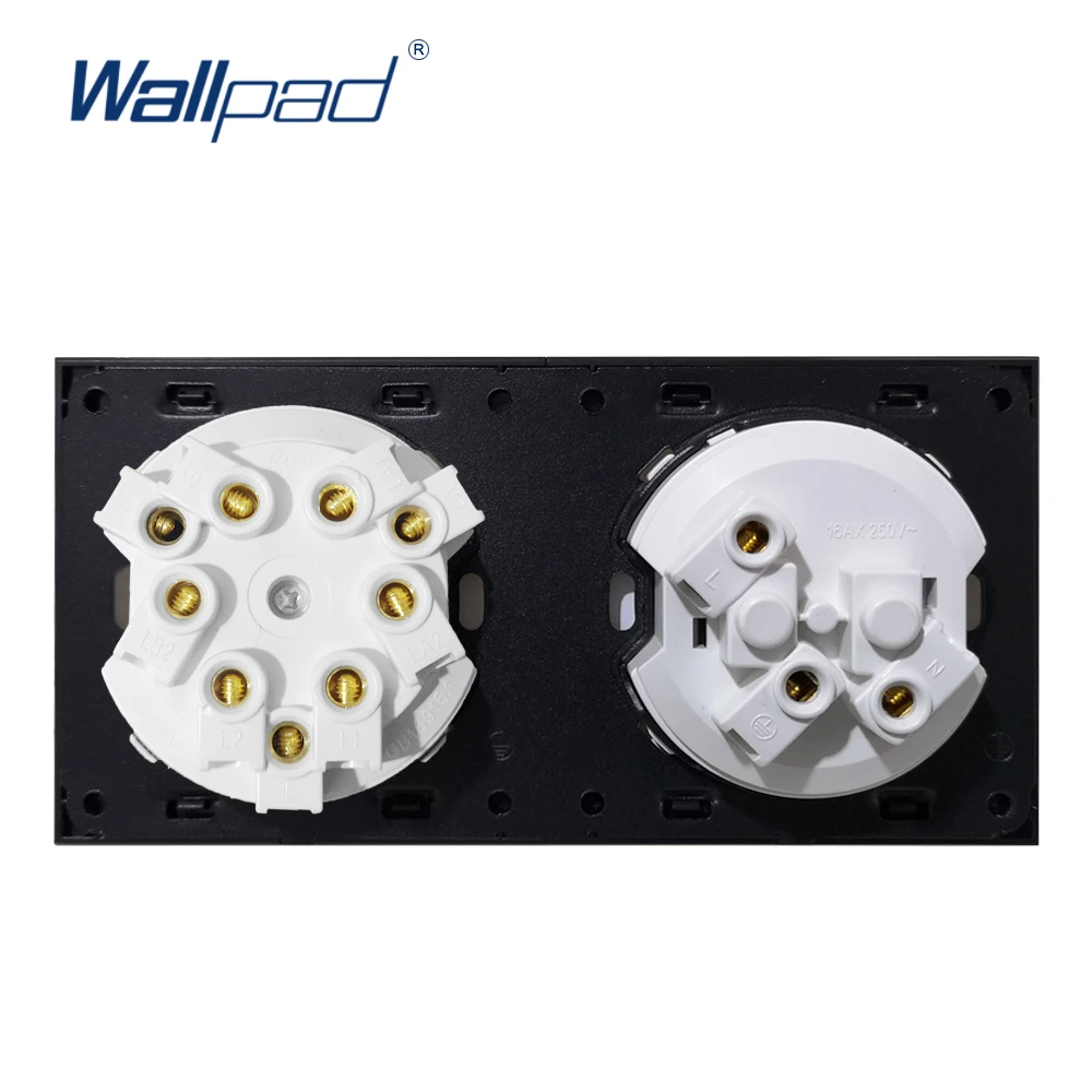 3 Gang 2 Way With EU German Socket Wallpad Luxury Tempered Crystal Glass Panel Electric Wall Power | Обустройство дома