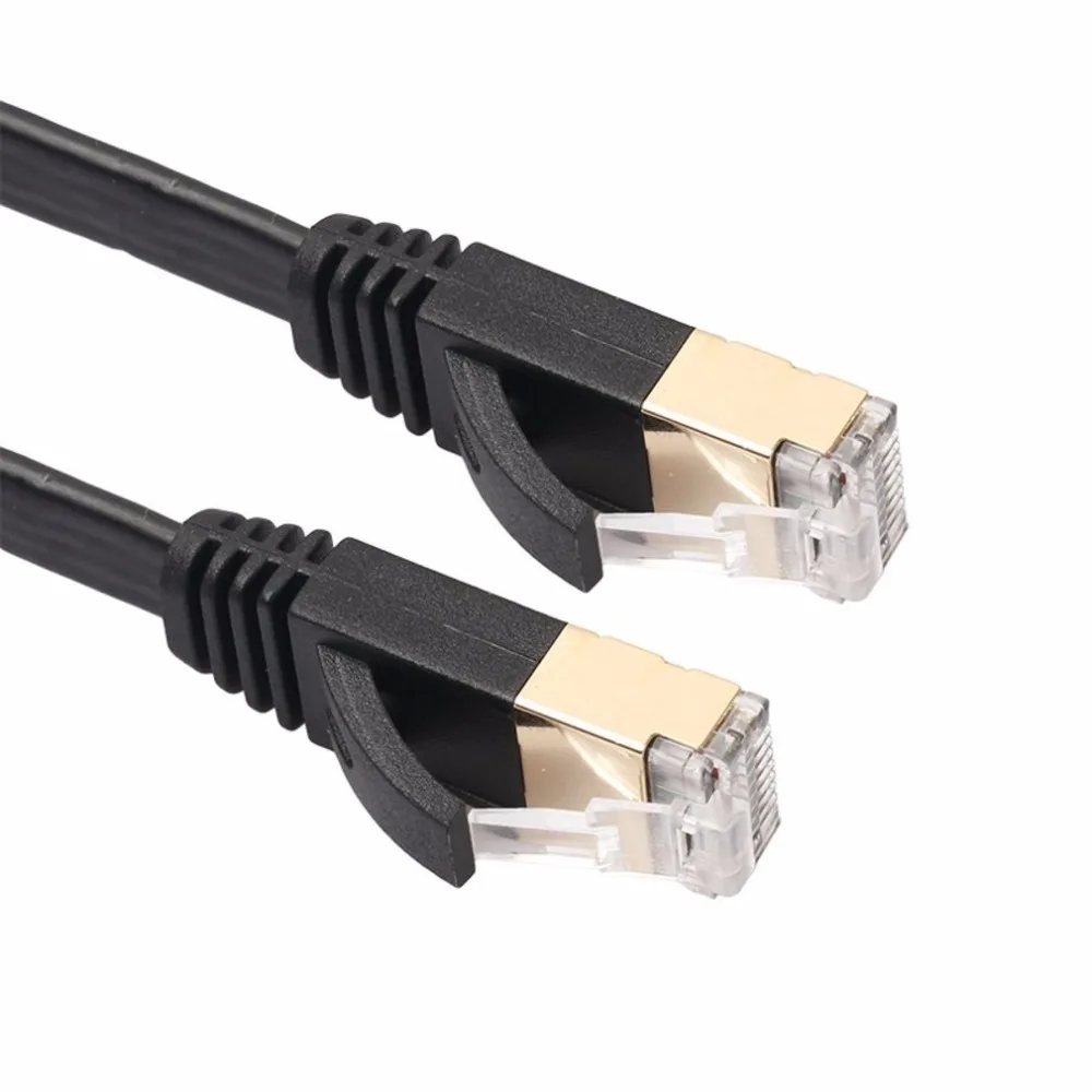 20m  Cat7 Ethernet Flat Patch Network Cable, Shielded (STP) with Snagless Rj45 Connectors black