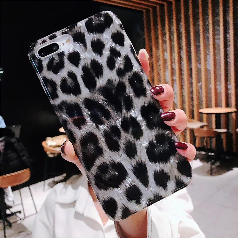 Fashion Leopard Print Phone Case For Coque iphone 6 6s 7 8 plus X XR XS MAX Diamond color Ultrathin Soft IMD Back Cover |