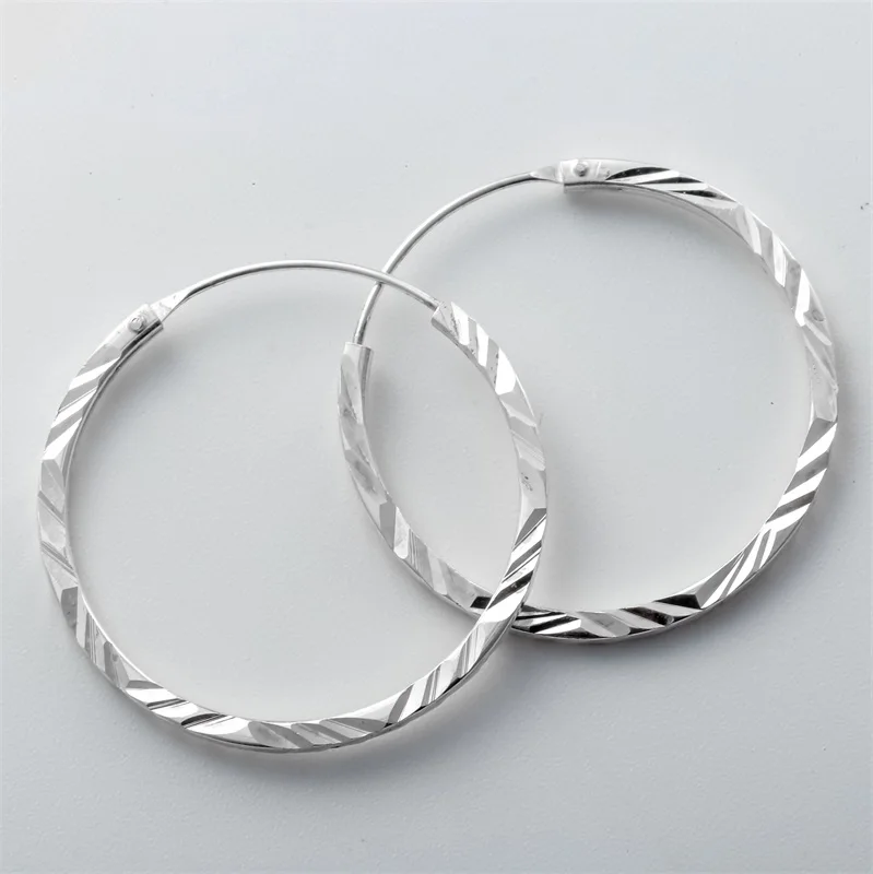 YACQ 925 Sterling Silver Hoop Earrings Big Birthday Party Jewelry Gifts for Women Girlfriend Her Mom Wife Girl Dropshipping CE46 | Украшения