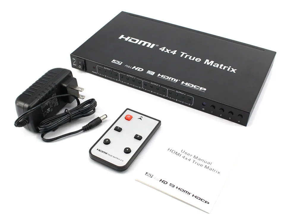 KVM HDMI коммутатор 4 в 4 Выход HD видео коммутатор Версия 1,4 поддерживает 4 к 2 к 3D ТВ разветвитель HDMI матрица - Цвет: Черный