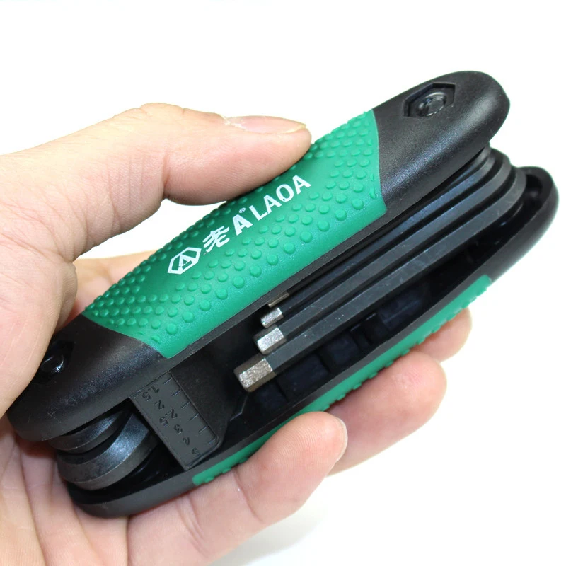

Free Shipping LAOA 8 in 1 Folding Corundum Hex Wrench Mini Repair Pocket Folding Tool Cycling Multi Repair Tools Kit Wrench