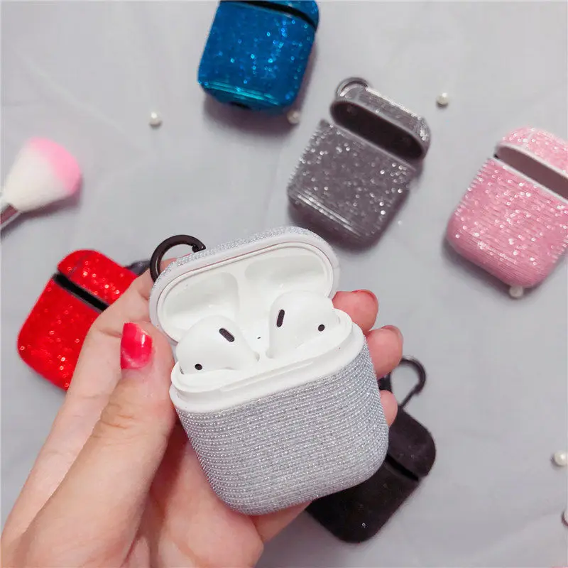 White VETOMEET Стразы узор Bluetooth беспроводной Чехол для наушников для Apple Airpods с кнопками чехол для наушников Аксессуары для наушников - Цвет: White
