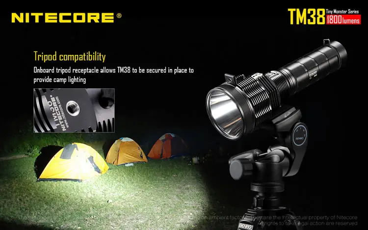 NITECORE TM38 монстр серии lcd перезаряжаемый фонарик 1800 люмен CREE XHP35 HI D4 светодиодный дальний луч 1400 м