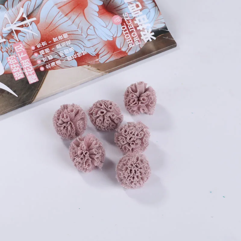 029 Bean Pink 24 шт./лот 25 мм кружева Марля Эластичный цветок мяч DIY ручной работы плюшевый помпон подвеска-сетка для волос на голову свадебное платье аксессуары для шитья - Цвет: 029 Bean Pink