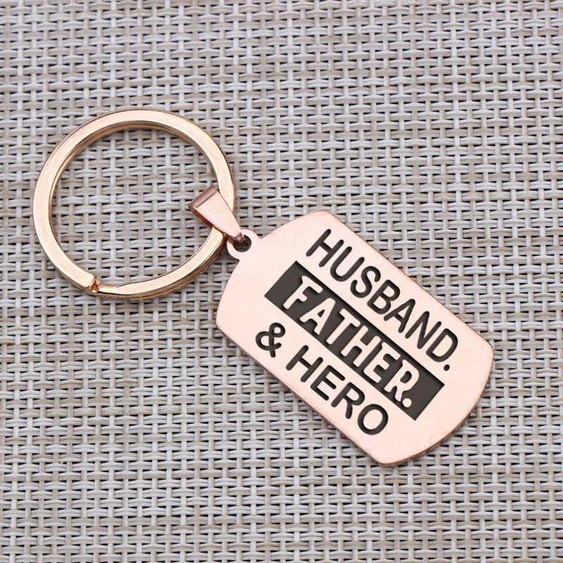 Gift Key Chain To Husband Hand Stamped Men's Jewelry Father's Day Hero Birthday Anniversary Souvenir Keyring | Украшения и