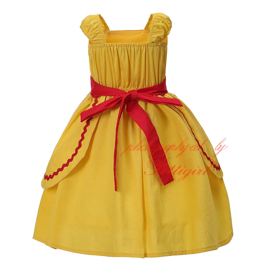 Pettigirl Wholesale Newest Summer Yellow Belle Girl Dress Princess Bow Decoration Cosplay Child Wear G-CMGD0003-C2 | Детская одежда и