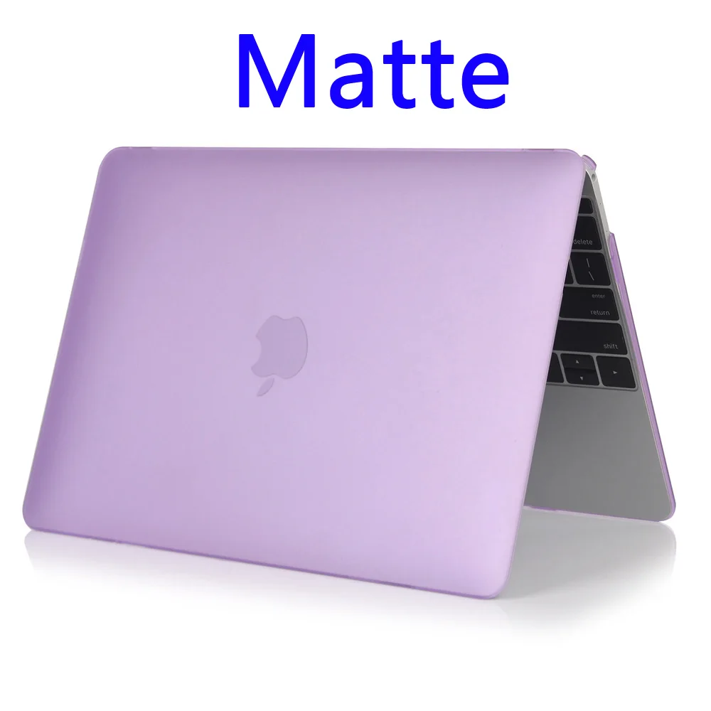 Matte purple Матовый чехол для ноутбука Apple Macbook Air Pro retina 11, 12, 13, 15, сумки для Mac book New Pro 13,3, 15,4 дюймов, сенсорная панель, чехол для клавиатуры - Цвет: Matte purple