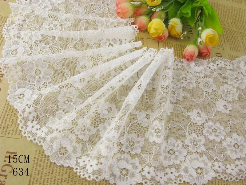 white 634 1 ярд, тонкое эластичное/спандекс, цветочное, розовое/фиолетовое/красное/белое/Черное кружево, отделка «сделай сам»/Шитье/Свадебное кружево 03 - Цвет: white 634