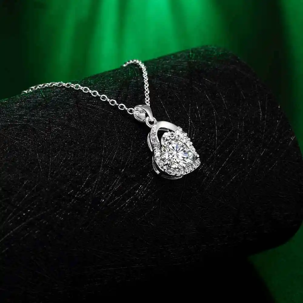 Горячая продажа интернет магазины Индии посеребренное ожерелье кристалл сердце