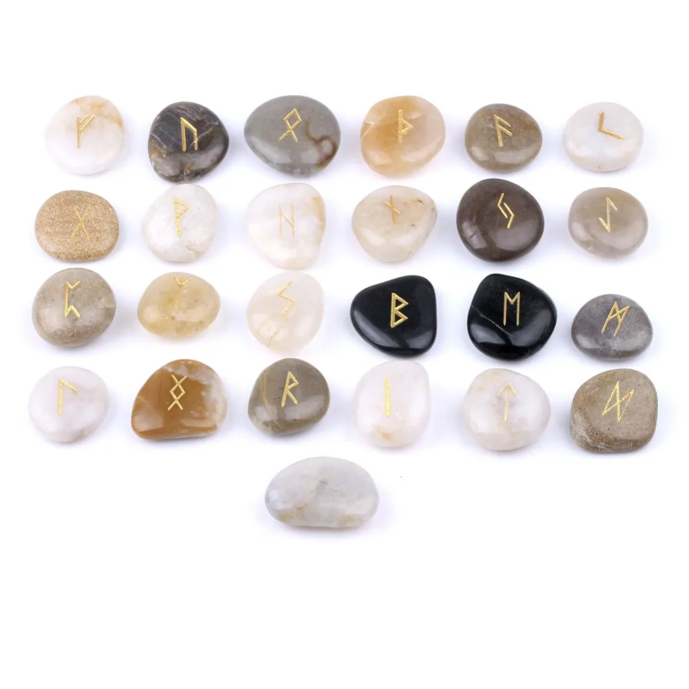 Натуральные Искусственные камни для реки Набор рун драгоценные украшение фэн