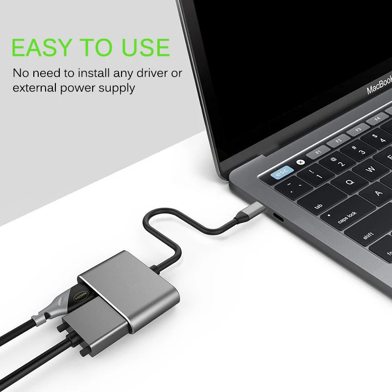 HYLINKS USB 3 1 Тип-C в HDMI адаптер VGA 2 in1 4 К UHD двойной Экран Дисплей для ноутбуков Apple Macbook |