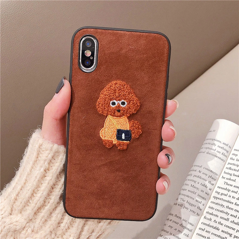 Чехол для телефона GlamPhoneCase с плюшевой вышивкой и рисунком собаки iphone XS Max XR 8 8plus 7