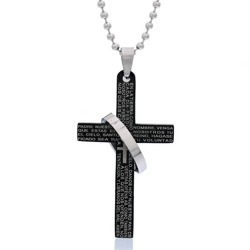 Черные молитвенные библейские круглые подвески в виде креста для ожерелья из