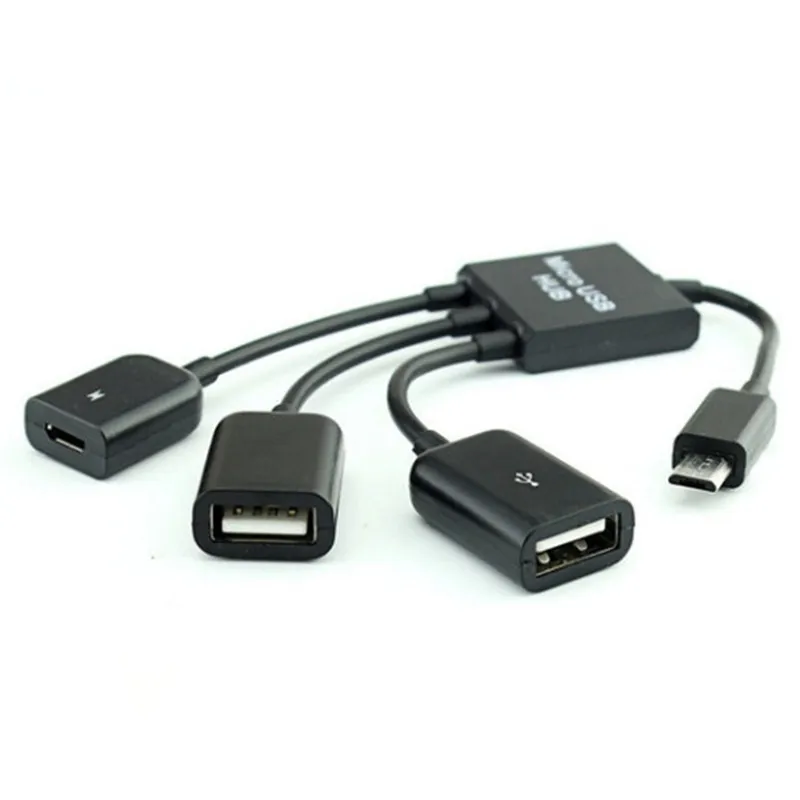 3 в 1 микро USB хост OTG зарядный концентратор Шнур адаптер сплиттер черный кабель