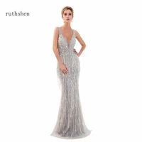 ruthshen sexy gray mermaid strapless floor length evening dress luxury 2020 long beaded sleeveless ladies formal prom gowns 2020