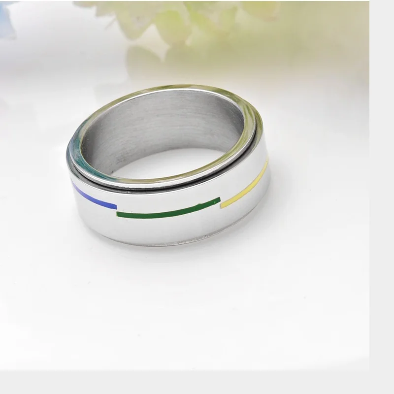 ЛГБТ новое кольцо из титановой стали Радужное креативное эмалированное модное